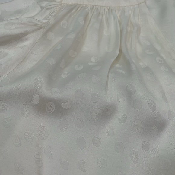 The Kooples Paris Blouse Top Size 2 Cream Dot Print Covered Buttons - Picture 8 of 11